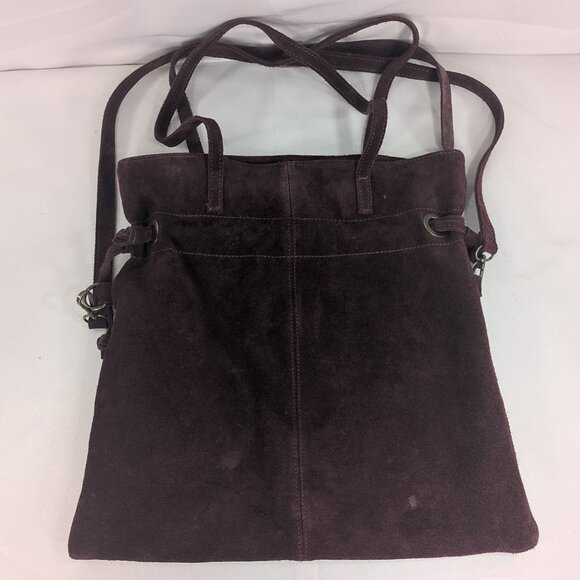 Marlon Burgundy Red Suede Leather Shoulder Purse Drawstring Crossbody Made Italy - Picture 1 of 15